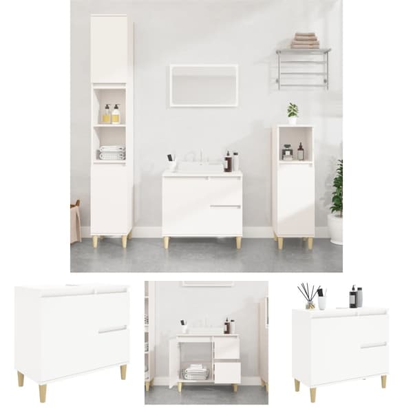 The Living Store Badrumsskåp vit 65x33x60 cm konstruerat trä -  Badrumsinredningspaket