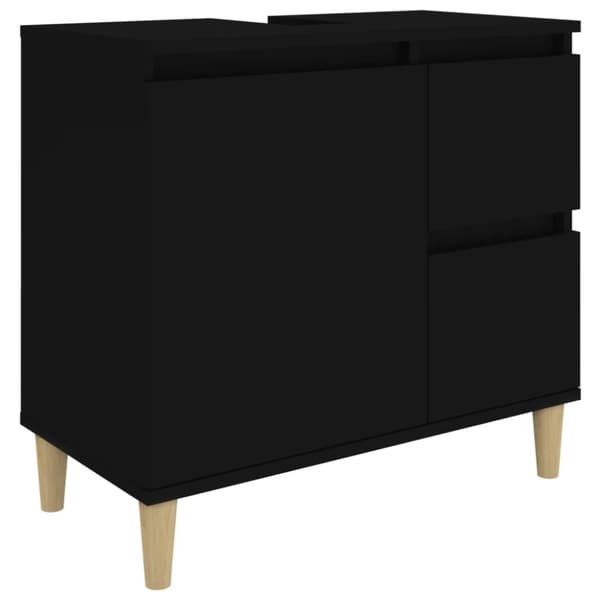 The Living Store badeværelsesskab 65x33x60 cm konstrueret træ sort -  Møbelsæt til badeværelse