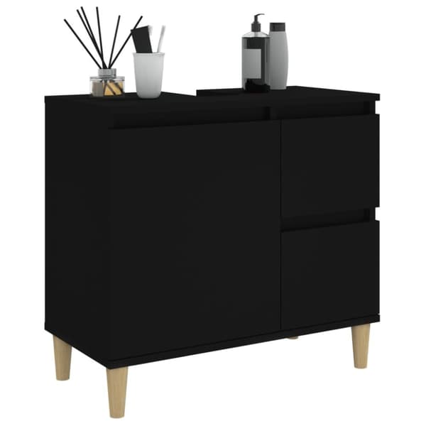 The Living Store badeværelsesskab 65x33x60 cm konstrueret træ sort -  Møbelsæt til badeværelse