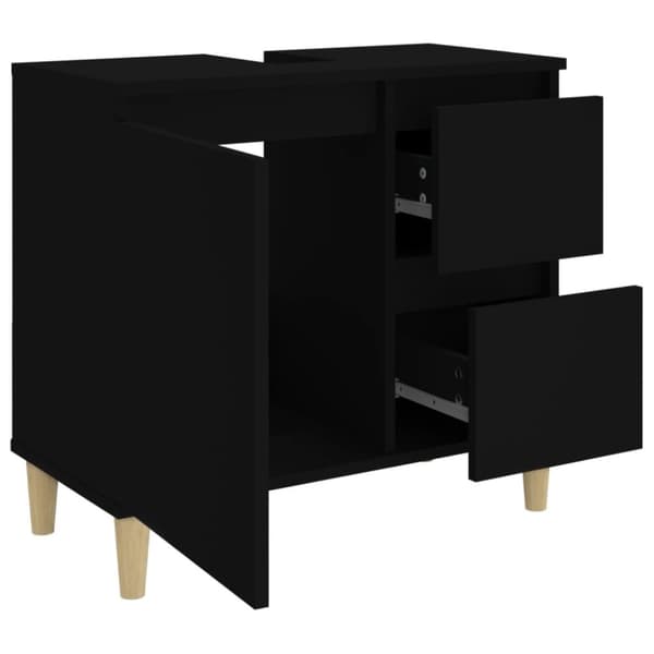 The Living Store badeværelsesskab 65x33x60 cm konstrueret træ sort -  Møbelsæt til badeværelse