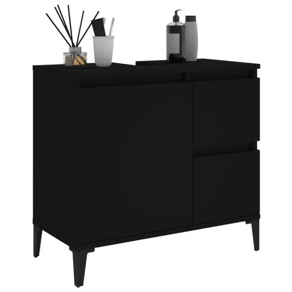 The Living Store badeværelsesskab 65x33x60 cm konstrueret træ sort -  Møbelsæt til badeværelse