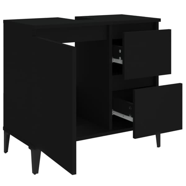 The Living Store badeværelsesskab 65x33x60 cm konstrueret træ sort -  Møbelsæt til badeværelse