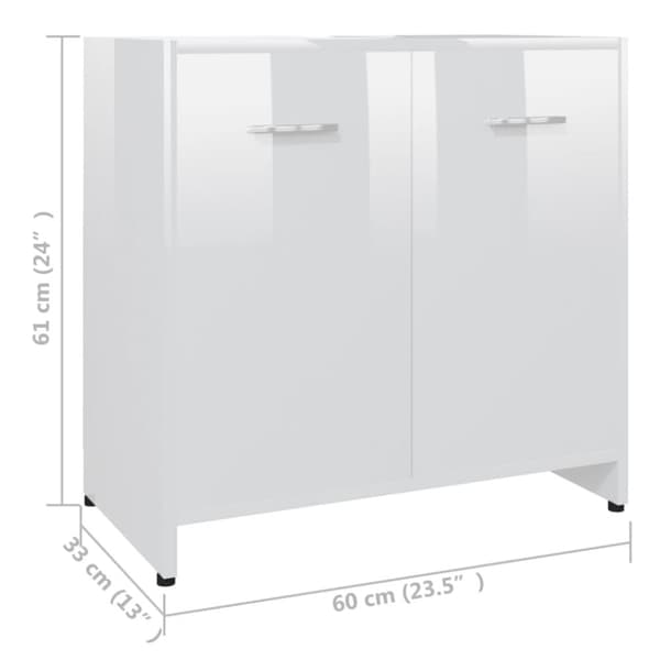Møbelsæt til badeværelse - Living badeværelsesskab 60x33x61 cm konstrueret træ hvid højglans