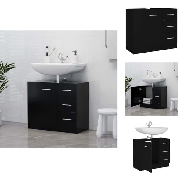 Badrumsinredningspaket - Living Tvättställsskåp svart 63x30x54 cm konstruerat trä