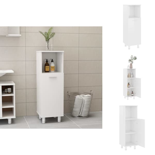 Møbelsæt til badeværelse - Living badeværelsesskab 30x30x95 cm konstrueret træ hvid højglans