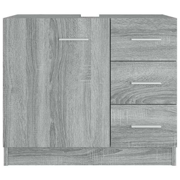 Badrumsinredningspaket - Living Tvättställsskåp Grå Sonoma 63x30x54 cm konstruerat trä