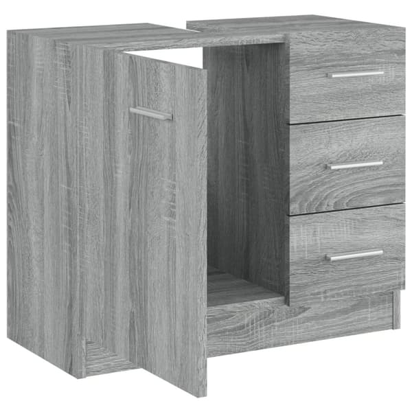Badrumsinredningspaket - Living Tvättställsskåp Grå Sonoma 63x30x54 cm konstruerat trä