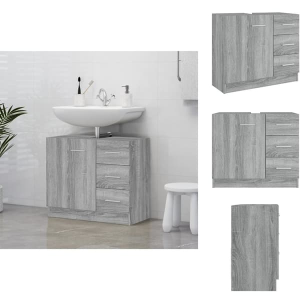 Møbelsæt til badeværelse - Living badeværelsesskab 63x30x54 cm konstrueret træ grå sonoma-eg
