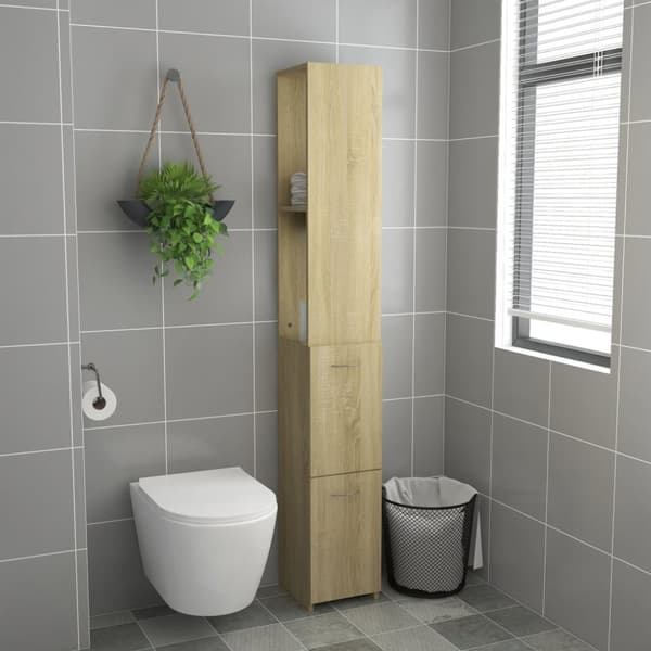 Møbelsæt til badeværelse - Living badeværelsesskab 25x26,5x170 cm konstrueret træ sonoma-eg