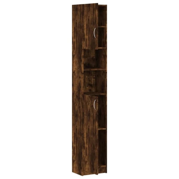 Badrumsinredningspaket - Living Badrumsskåp rökfärgad ek 32x25,5x190 cm konstruerat trä