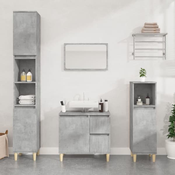 Møbelsæt til badeværelse - Living badeværelsesskab 65x33x60 cm konstrueret træ betongrå