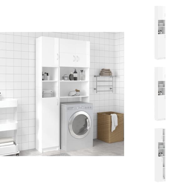 Badrumsinredningspaket - Living Badrumsskåp vit högglans 32x25,5x190 cm konstruerat trä