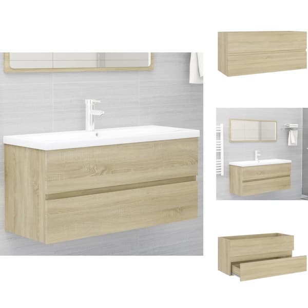 Badrumsinredningspaket - Living Tvättställsskåp sonoma-ek 100x38,5x45 cm spånskiva