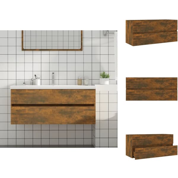 Møbelsæt til badeværelse - Living badeværelsesskab 100x38,5x45 cm konstrueret træ røget egetræ