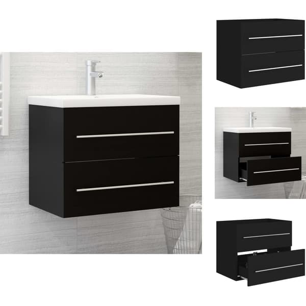 Badrumsinredningspaket - Living Tvättställsskåp svart 60x38,5x48 cm spånskiva