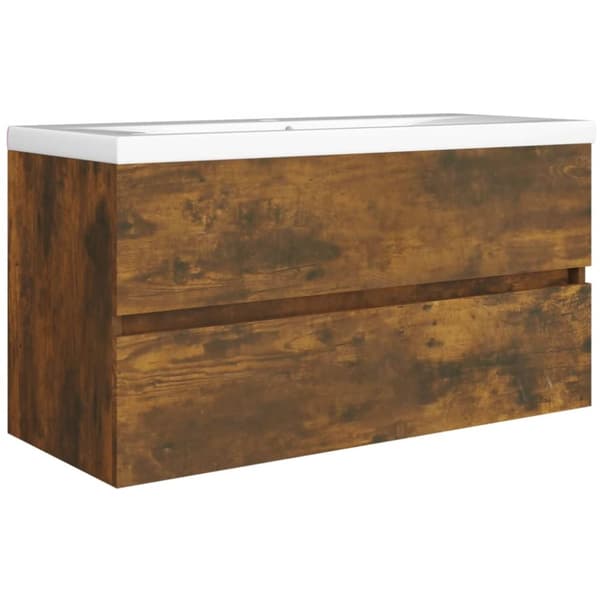 Badrumsinredningspaket - Living Handfatsskåp rökfärgad ek 90x38,5x45 cm konstruerat trä