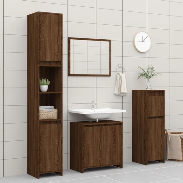 Badrumsinredningspaket - Living Badrumsskåp brun ek 60x33x61 cm konstruerat trä