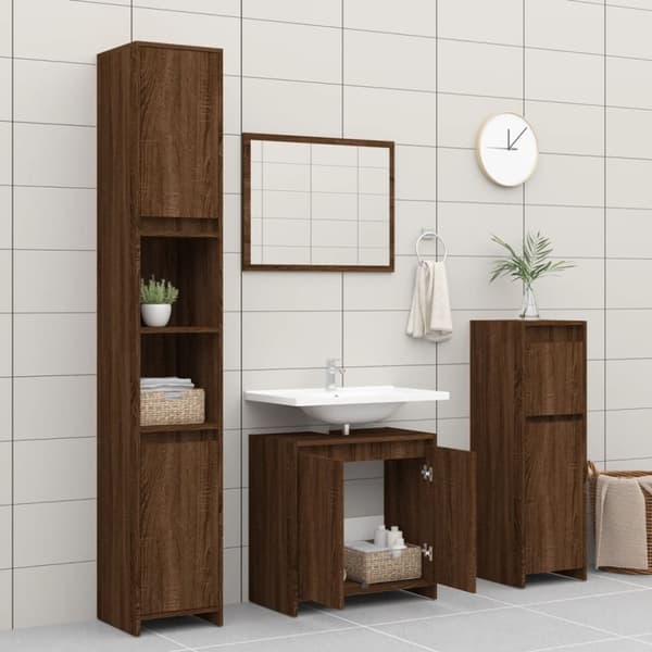 Badrumsinredningspaket - Living Badrumsskåp brun ek 60x33x61 cm konstruerat trä