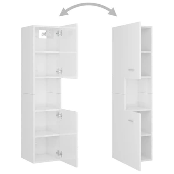 Kylpyhuoneen kalustesarja korkeakiilto valkoinen lastulevy - Kylpyhuoneen Kalustesarja - Kylpyhuoneen Kalustesarjat - Home & Living