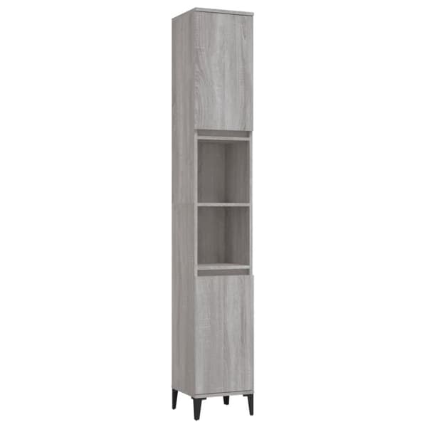 Badeværelsesskab 30x30x190 cm konstrueret træ grå sonoma-eg - Badeværelsesskab - Badeværelsesskabe - Home & Living