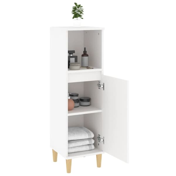 Badeværelsesskab 30x30x100 cm konstrueret træ hvid - Badeværelsesskab - Badeværelsesskabe - Home & Living