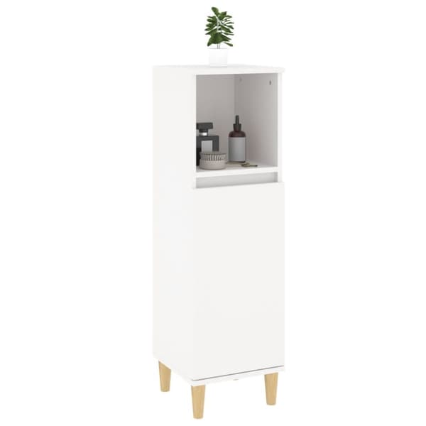 Badeværelsesskab 30x30x100 cm konstrueret træ hvid - Badeværelsesskab - Badeværelsesskabe - Home & Living
