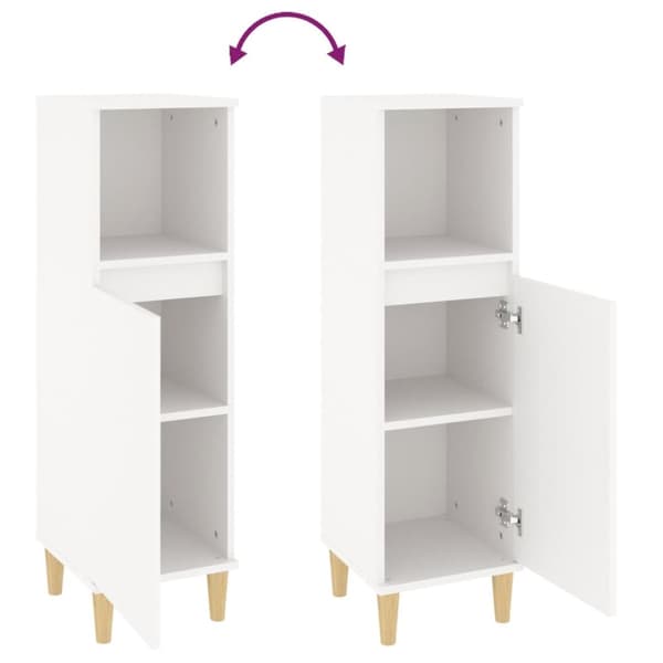 Badeværelsesskab 30x30x100 cm konstrueret træ hvid - Badeværelsesskab - Badeværelsesskabe - Home & Living