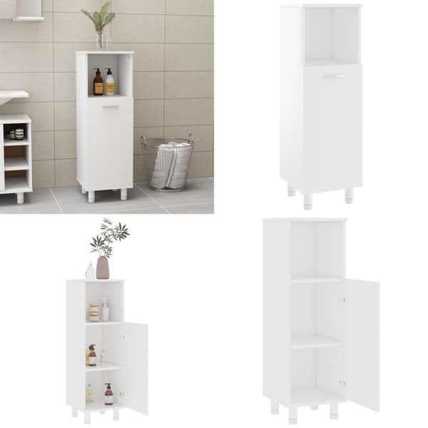 Badeværelsesskab 30x30x95 cm konstrueret træ hvid - Badeværelsesskab - Badeværelsesskabe - Home & Living