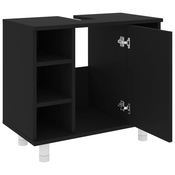 Kylpyhuonekaappi musta 60x32x53,5 cm tekninen puu - Kylpyhuoneen Kaappi - Kylpyhuoneen Kaapit - Home & Living