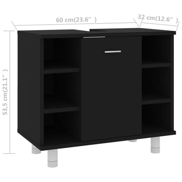 Kylpyhuonekaappi musta 60x32x53,5 cm tekninen puu - Kylpyhuoneen Kaappi - Kylpyhuoneen Kaapit - Home & Living
