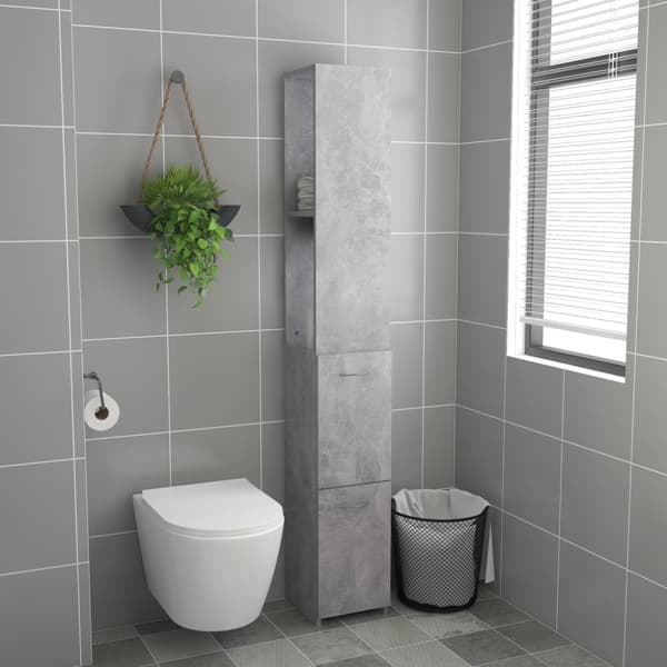 Badrumsskåp betonggrå 25x26,5x170 cm konstruerat trä - Badrumsskåp - Badrums Skåp - Home & Living