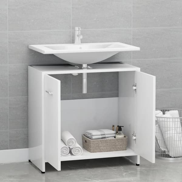 Badrumsskåp vit 60x33x61 cm konstruerat trä - Badrumsskåp - Badrums Skåp - Home & Living
