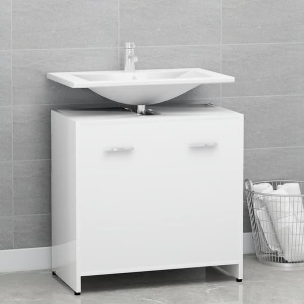 Badrumsskåp vit 60x33x61 cm konstruerat trä - Badrumsskåp - Badrums Skåp - Home & Living