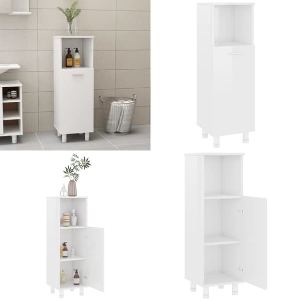 Badrumsskåp vit högglans 30x30x95 cm konstruerat trä - Badrumsskåp - Badrums Skåp - Home & Living