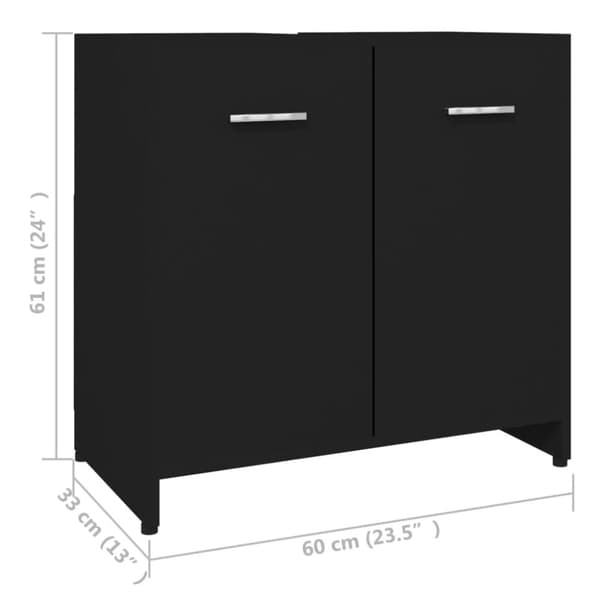 Badeværelsesskab 60x33x61 cm konstrueret træ sort - Badeværelsesskab - Badeværelsesskabe - Home & Living