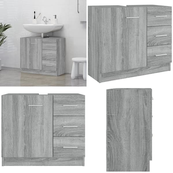 Tvättställsskåp Grå Sonoma 63x30x54 cm konstruerat trä - Underskåp - Badrumsunderskåp - Home & Living
