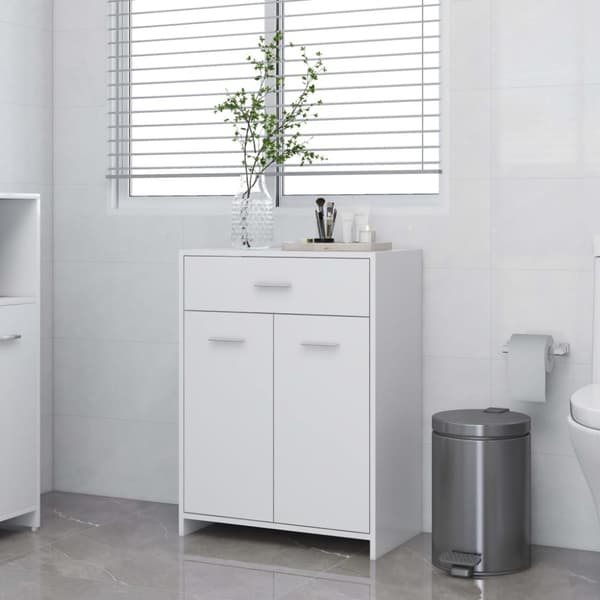 Badeværelsesskab 60x33x80 cm konstrueret træ hvid - Badeværelsesskab - Badeværelsesskabe - Home & Living