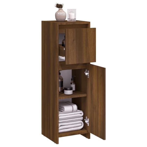 Badeværelsesskab 30x30x95 cm konstrueret træ brunt egetræ - Badeværelsesskab - Badeværelsesskabe - Home & Living