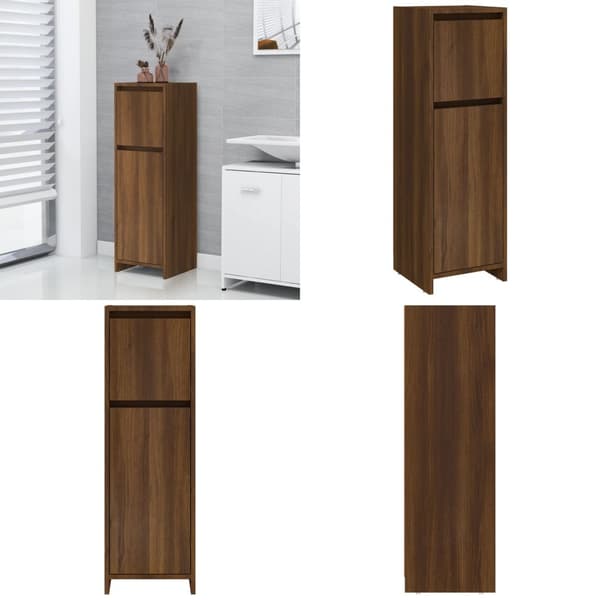 Badeværelsesskab 30x30x95 cm konstrueret træ brunt egetræ - Badeværelsesskab - Badeværelsesskabe - Home & Living