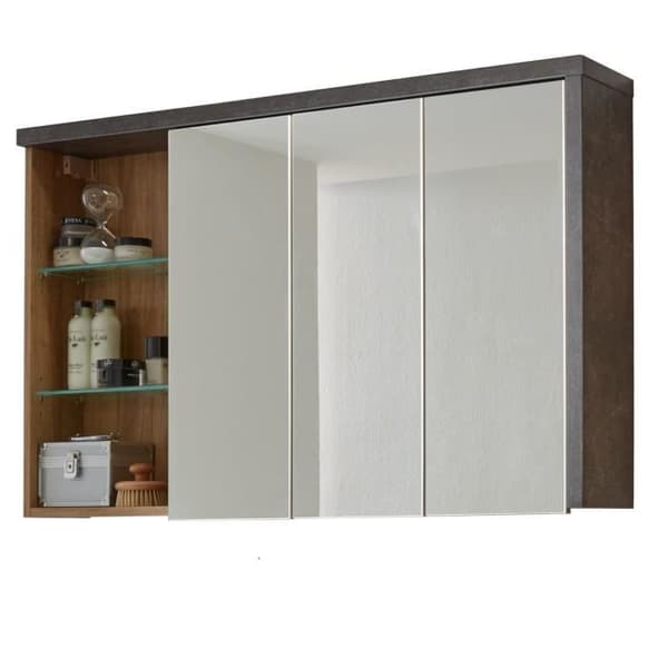 Ensemble möbler badrum tvättställ + kolonn + spegelskåp - L186 x P53 x H198 cm - BAY