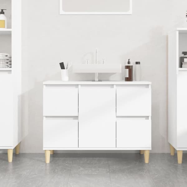 skab til håndvask 80x33x60 cm konstrueret træ hvid højglans