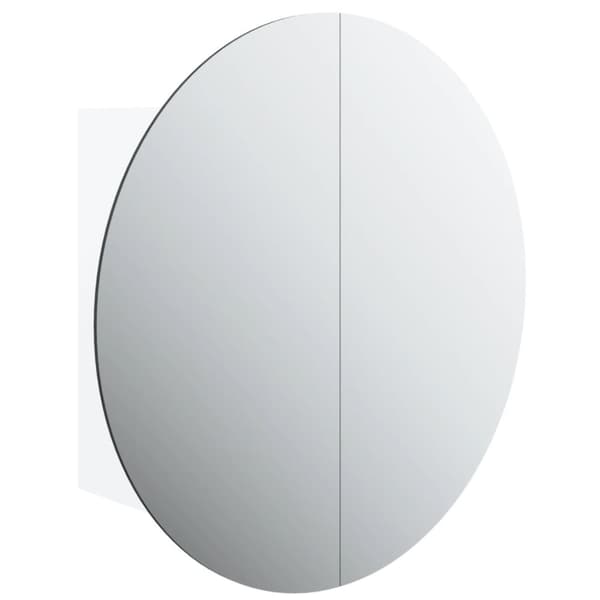 Kylpyhuonekaappi ja pyöreä peili LED-valot valk. 47x47x17,5 cm