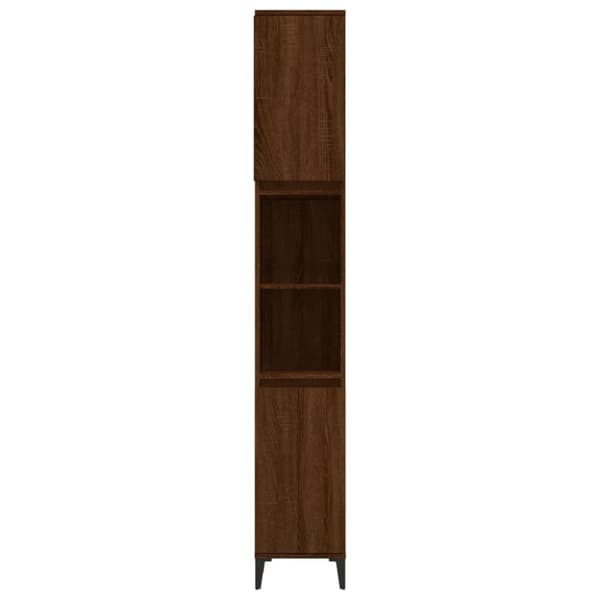 badeværelsesskab 30x30x190 cm konstrueret træ brun egetræsfarve