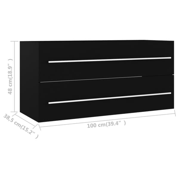Tvättställsskåp svart 100x38,5x48 cm spånskiva