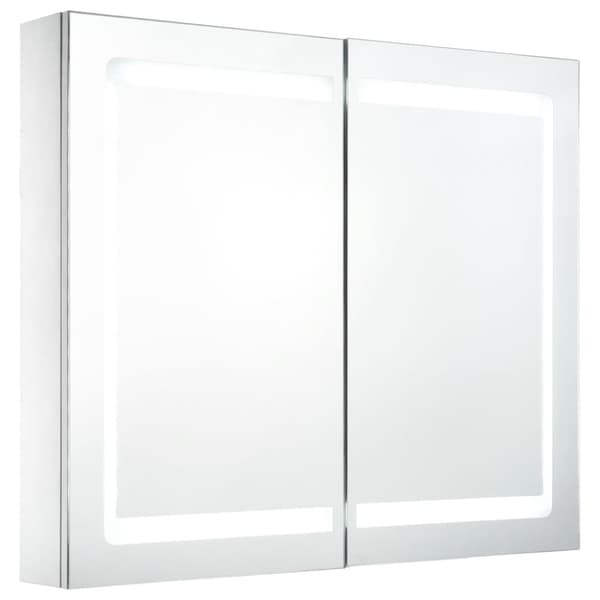 badeværelsesskab med spejl + LED-lys 80x12,2x68 cm
