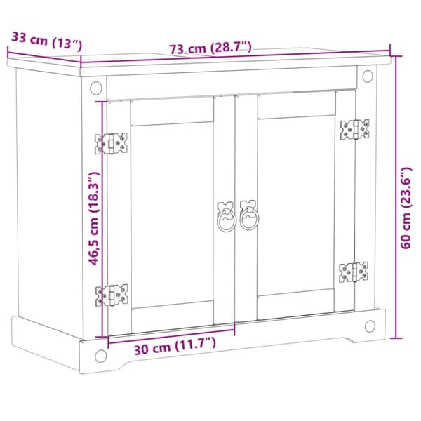 underskab til vask Corona 73x33x60 cm massivt fyrretræ