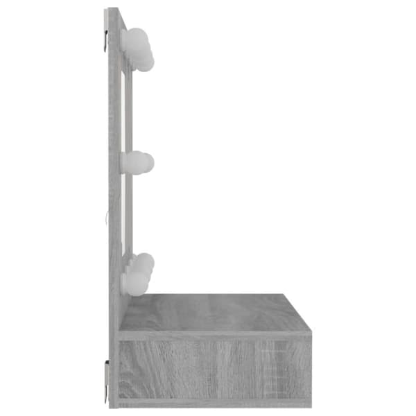spejlskab med LED-lys 60x31,5x62 cm grå sonoma-eg