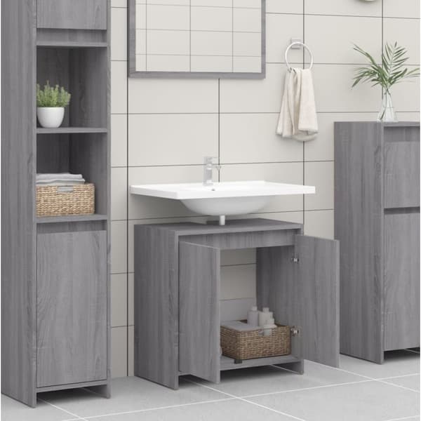 badeværelsesskab 60x33x61 cm konstrueret træ grå sonoma-eg