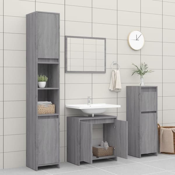 badeværelsesskab 60x33x61 cm konstrueret træ grå sonoma-eg