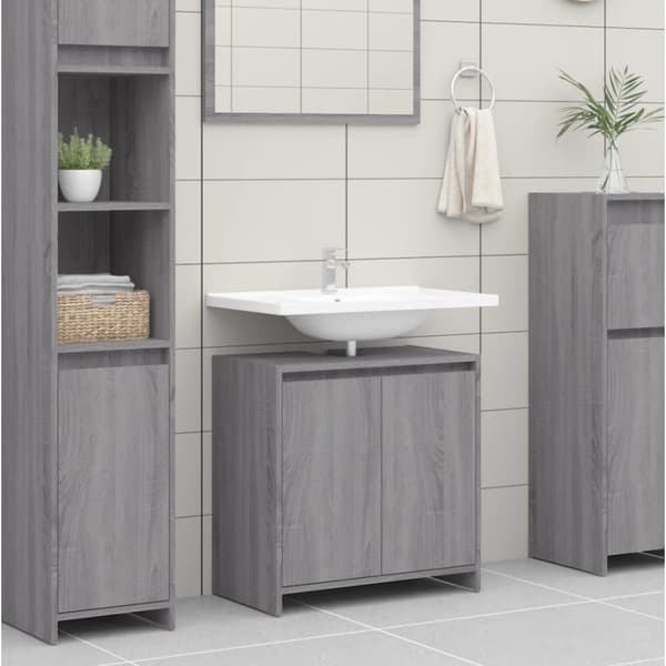 badeværelsesskab 60x33x61 cm konstrueret træ grå sonoma-eg